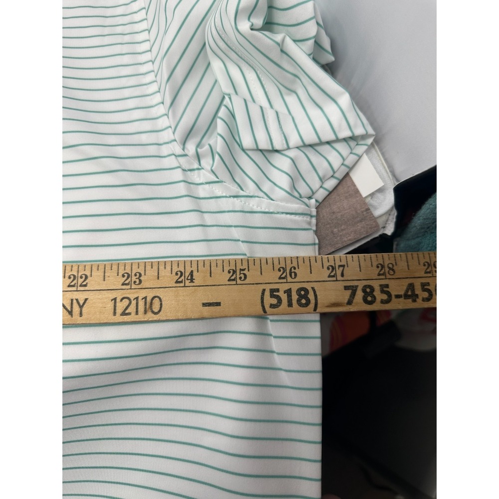 Masters Tech Polo Golf Shirt Men's XXL Green White Striped Short Sleeve - NWT - Picture 6 of 6